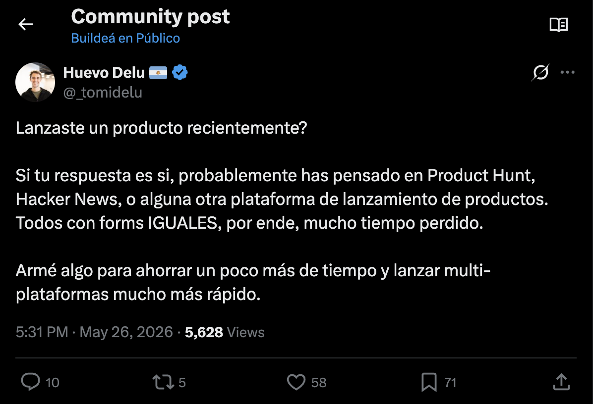 tweet de launchy: 5.629 impressions, 280 engagements, 58 likes, 10 replies