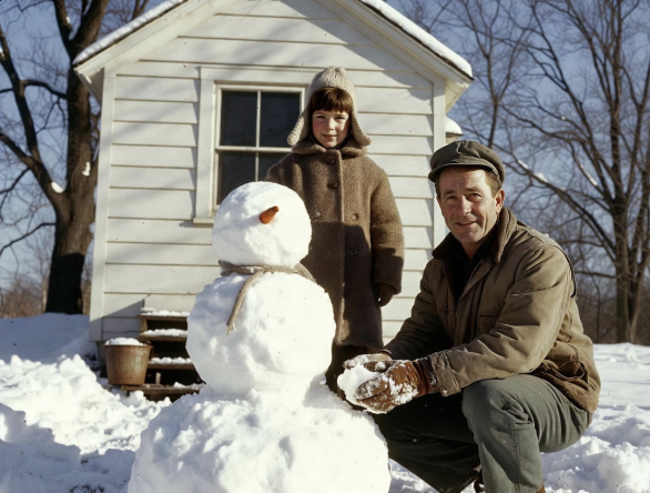 Ruth’s First Snowman Behind the Parsonage, 1962