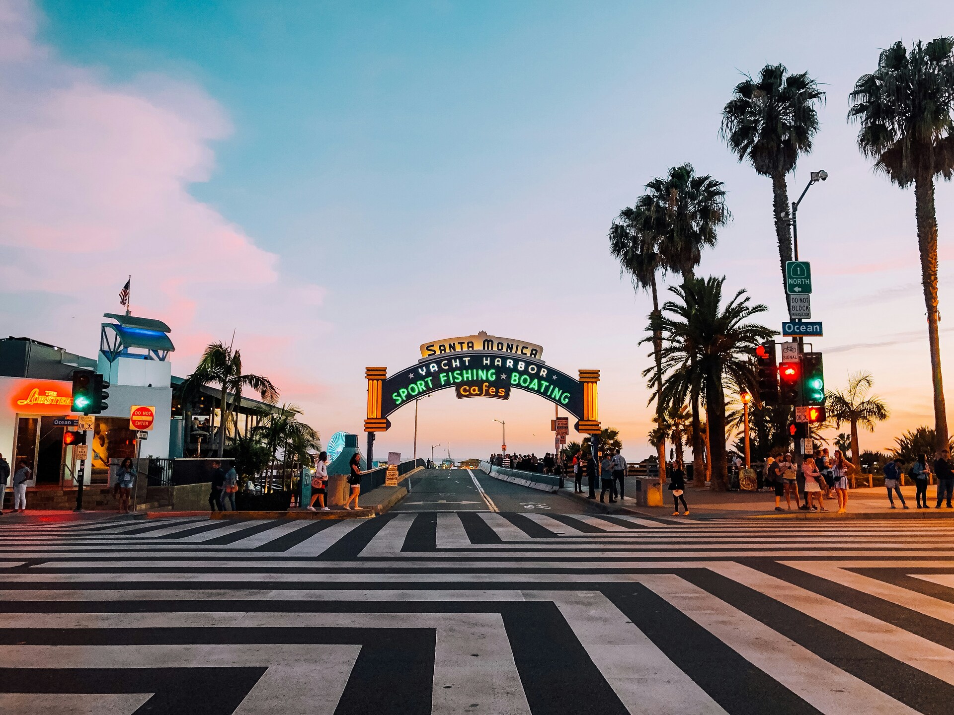 Los Angeles palm trees at sunset