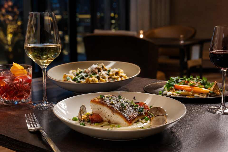 Pacific Rim and Italian-inspired dinner plates at OVA Restaurant and Bar in Richmond BC