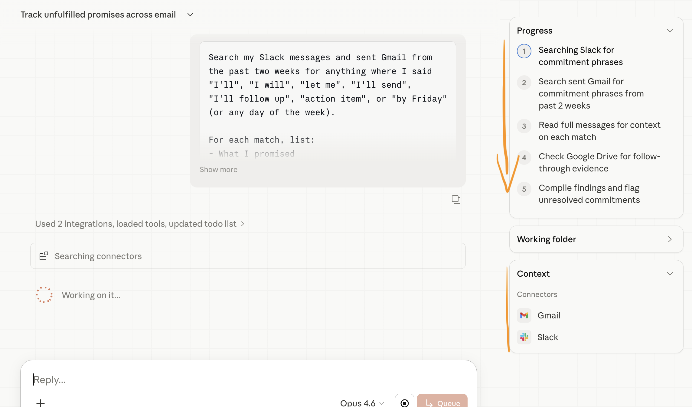 What Did I Promise audit in action
