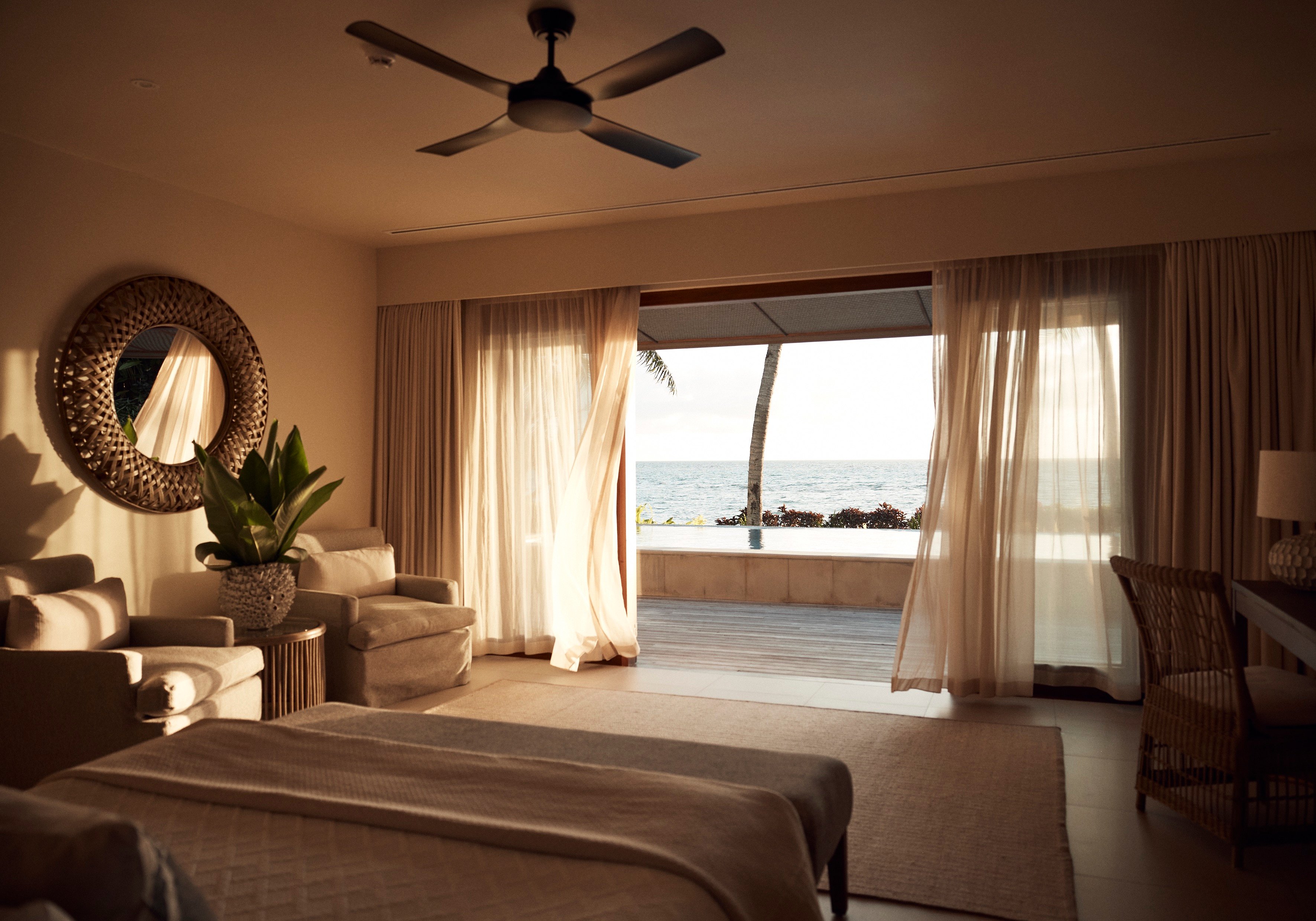 Ocean-facing bedroom at Kokomo Private Island