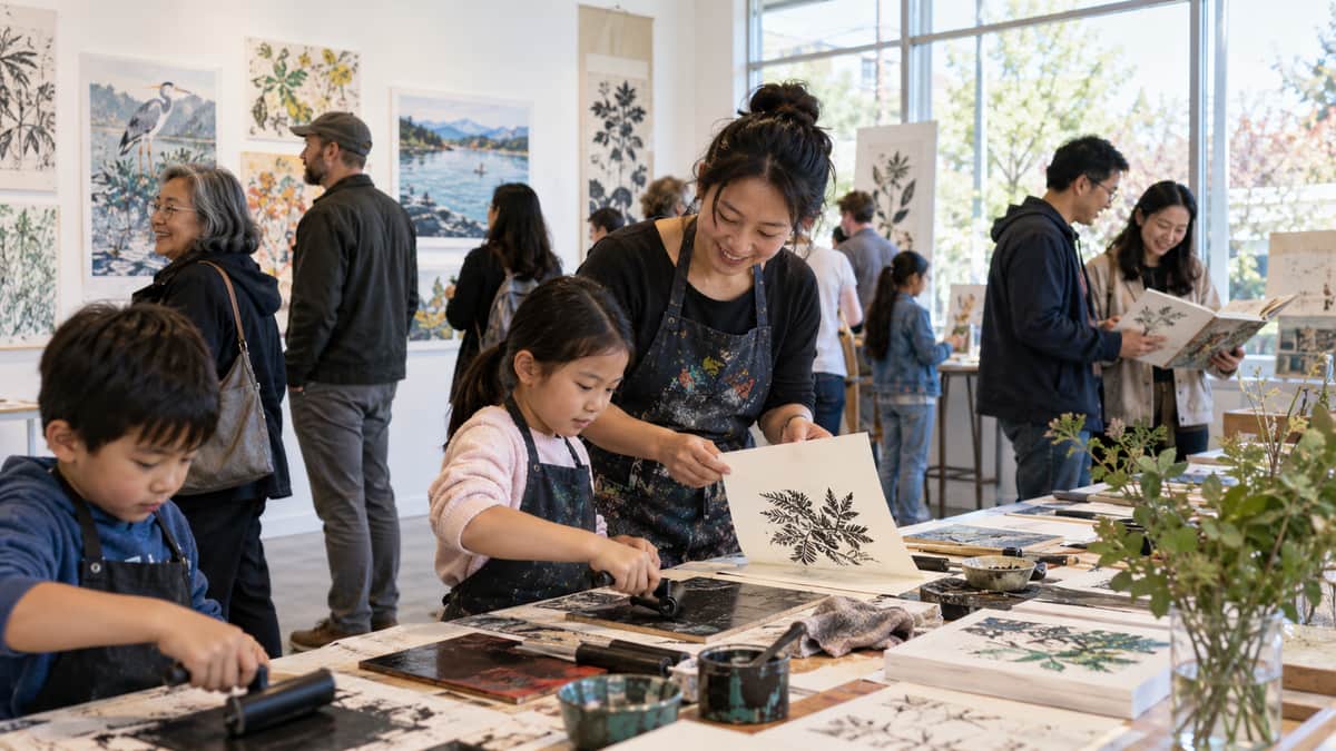 Illustration of a welcoming community art open house in Richmond BC