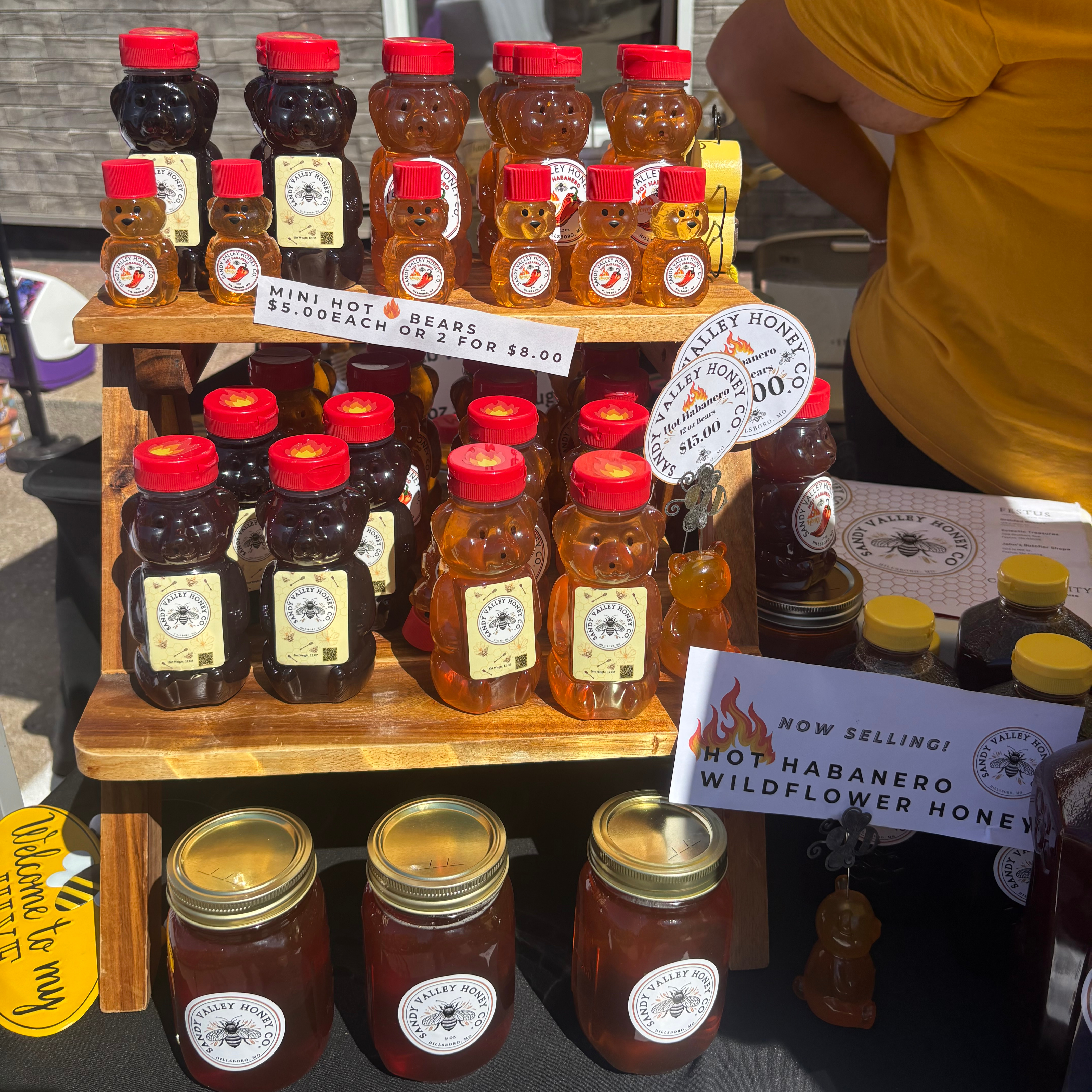 Local honey products displayed at Twin City Days