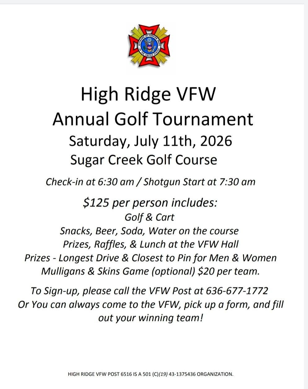 Golf Tournament July 11th