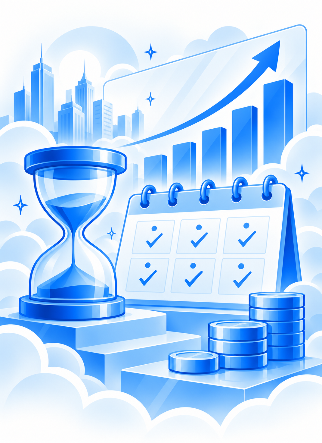 Concept illustration of investment research, technology and market growth