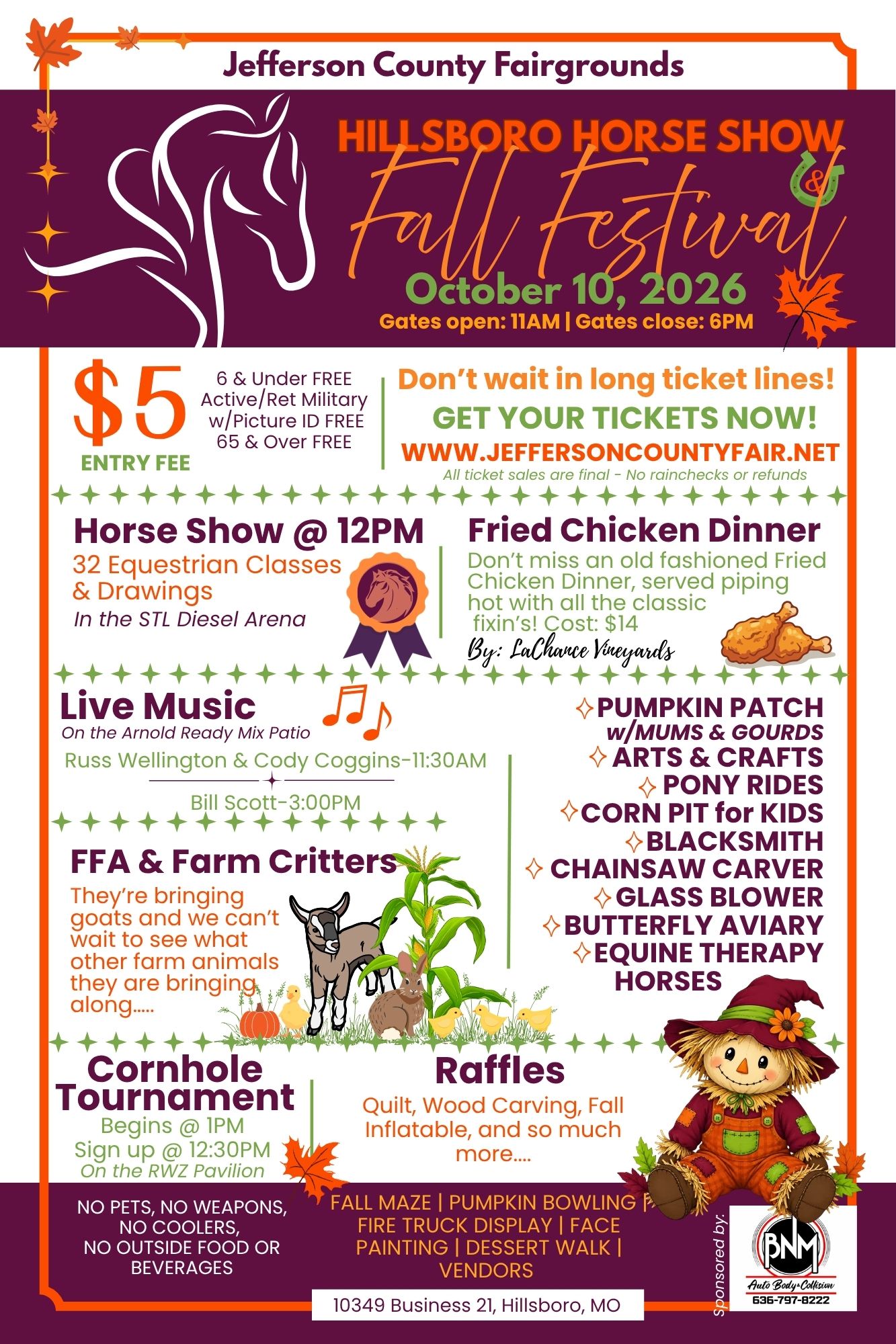Hillsboro Fall Festival & Horse Show Oct 10th