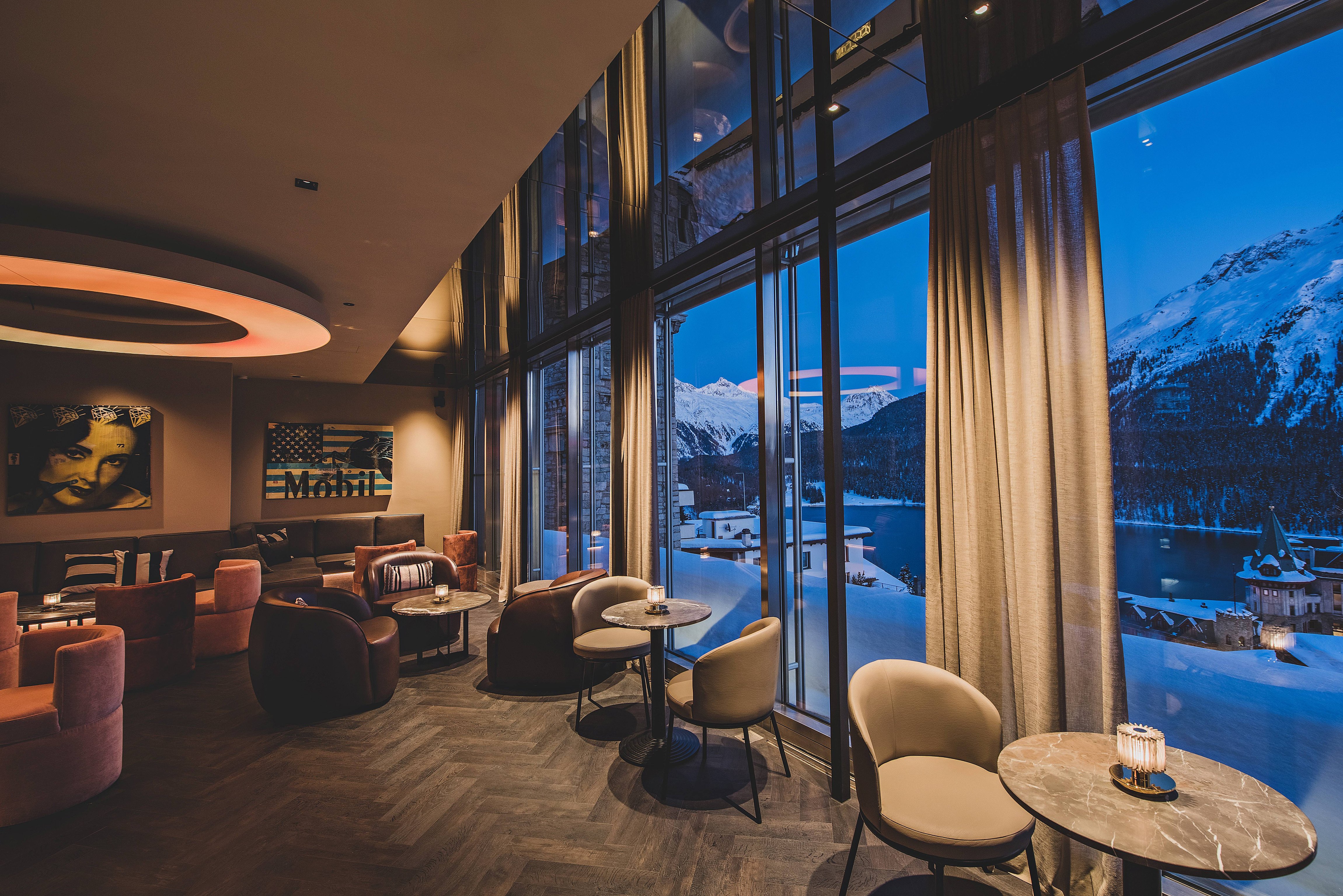 Evening mountain views from the St. Moritz Sky Bar