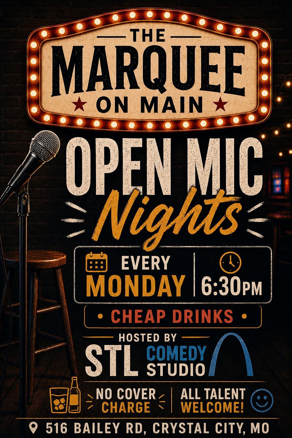 Marquee on Main Open Mic Night Recurring Monday