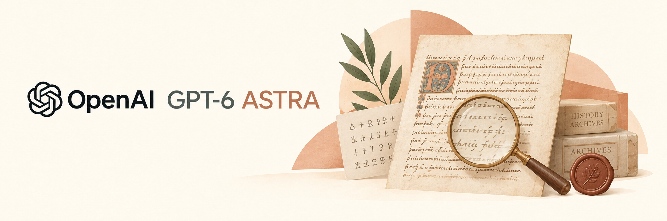 GPT-6 Astra banner with historical manuscripts and cipher symbols; read Carter Church's post