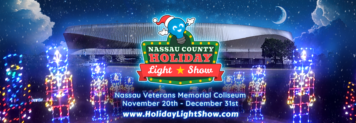Official Nassau County Holiday Light Show promotional artwork.