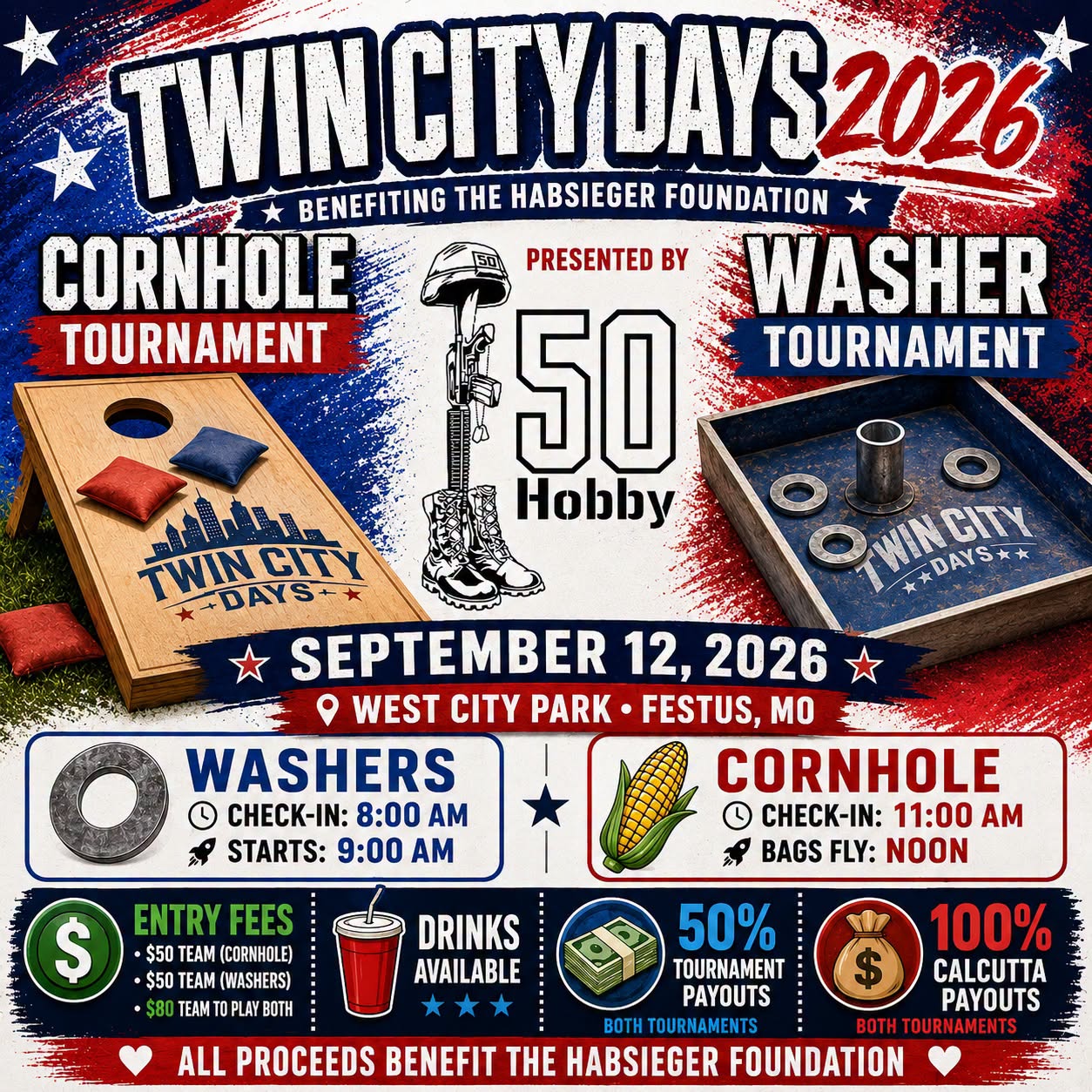 Hobby Washer and Cornhole Fundraiser Sept 12