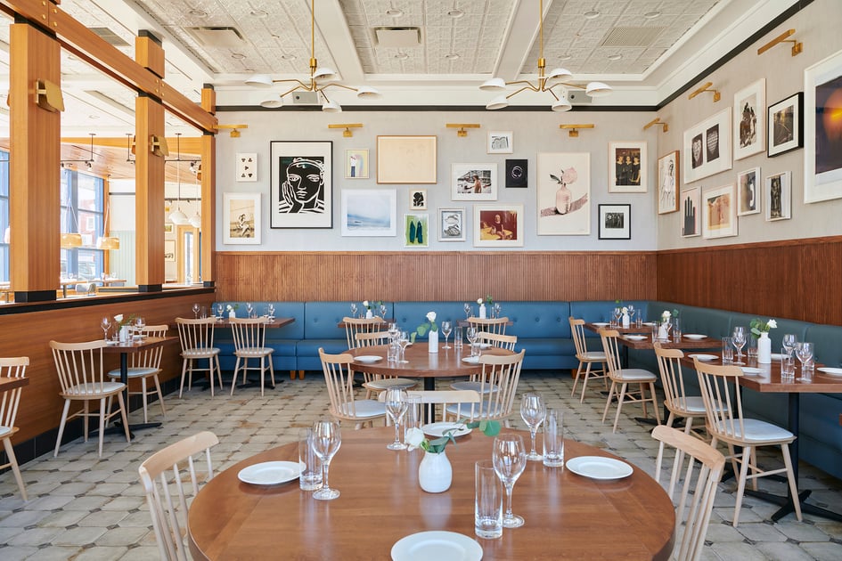 Dining room with framed artwork at The Rockaway Hotel + Spa