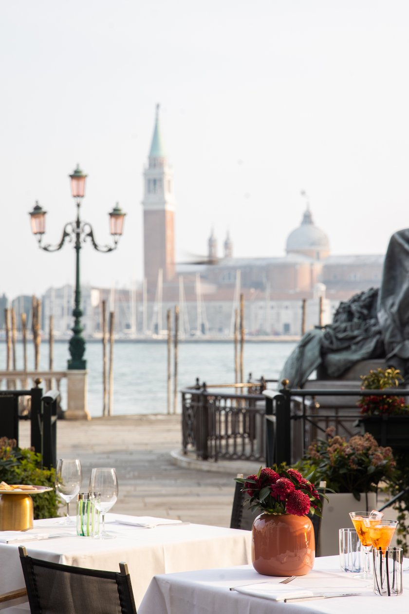 Londra Palace terrace with a view across the Venetian Lagoon