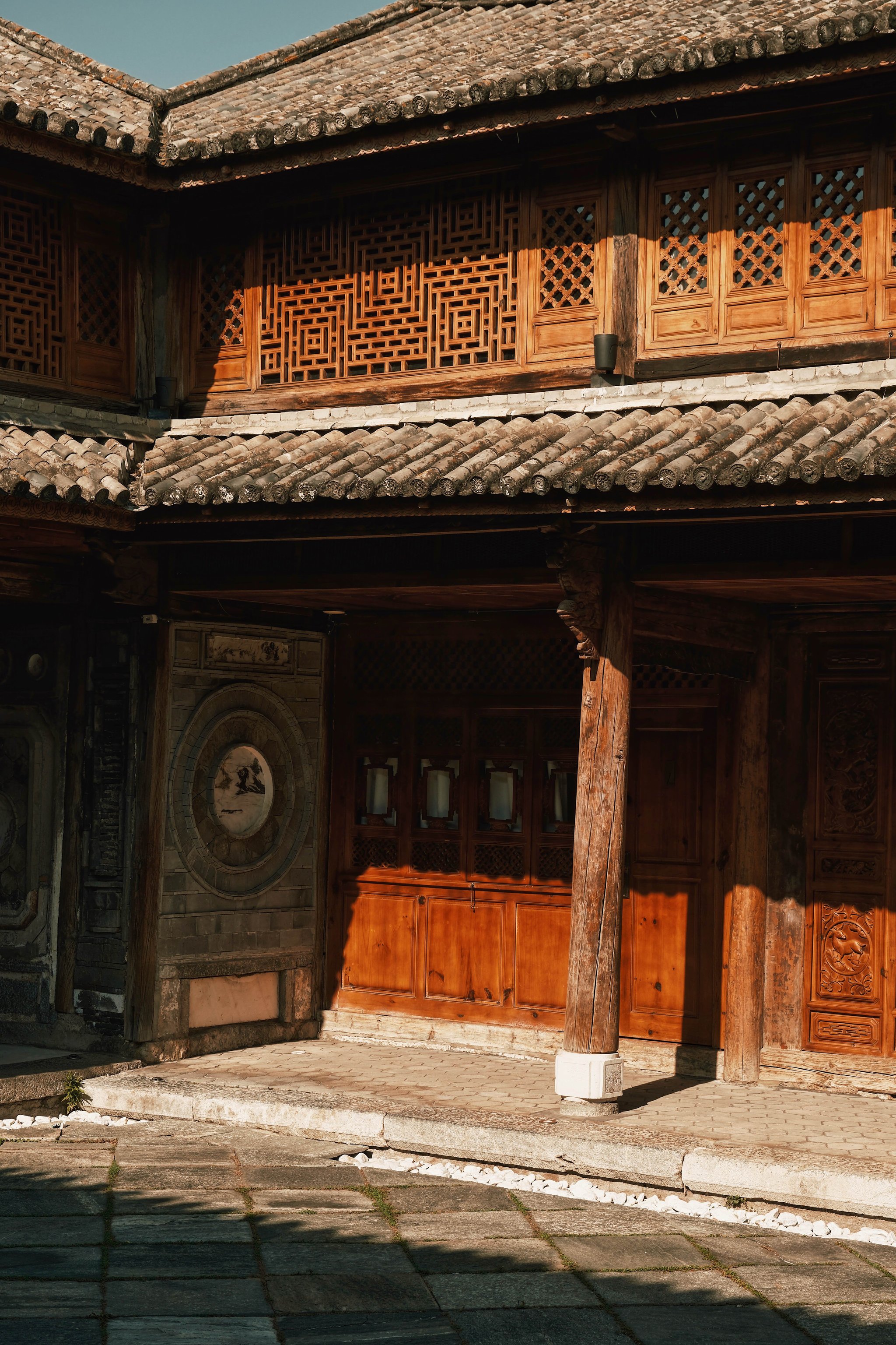 Traditional carved wooden facade at Sky Valley Heritage Boutique Hotel