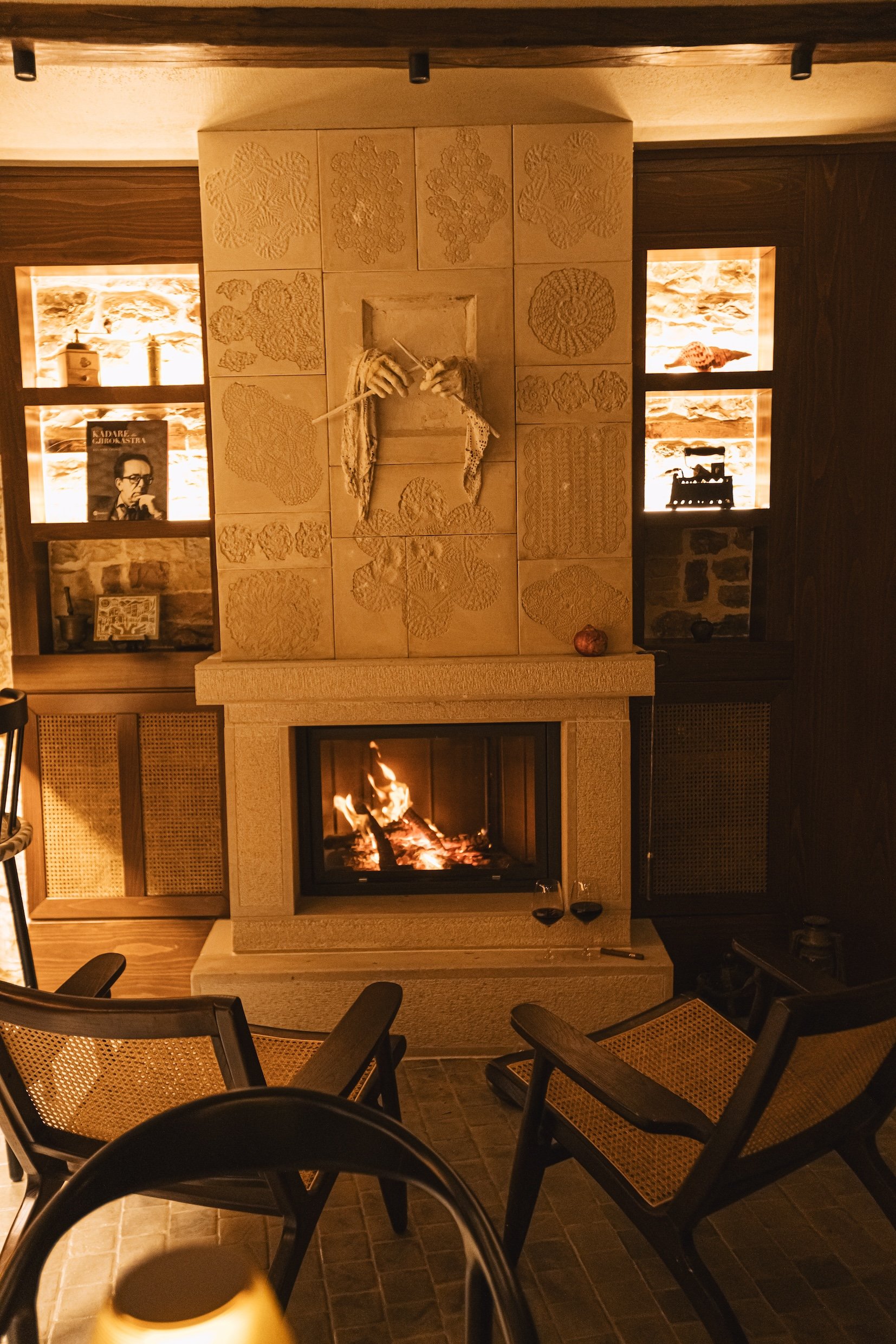 Fireplace and seating at N’Sokak