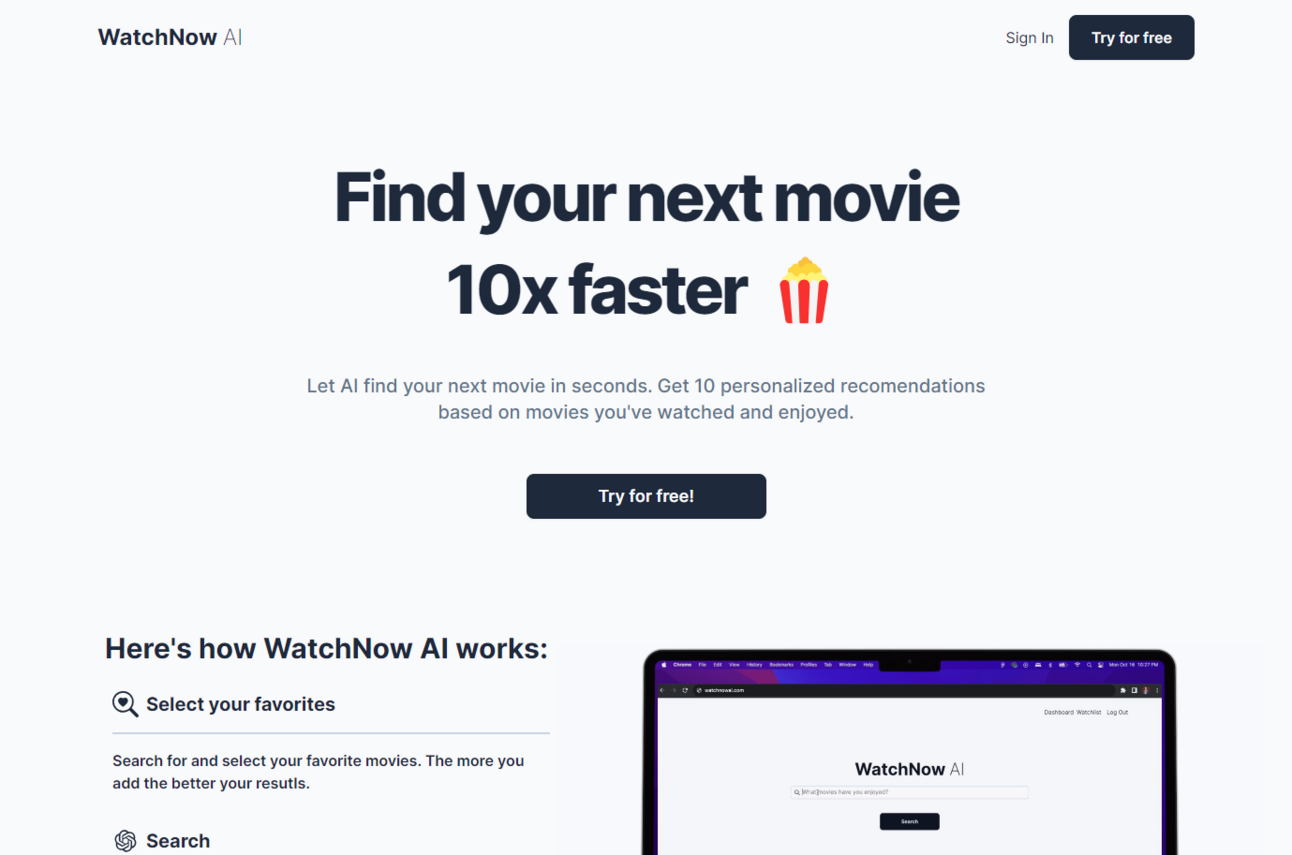 159 AI Tool WatchNow, Prompt Objectives of the advertisement