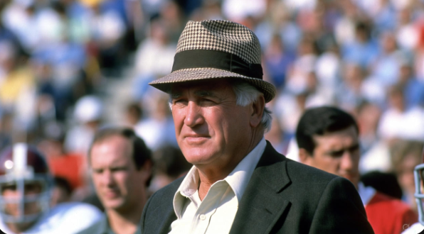 Bear Bryant wearing his houndstooth hat on the sidelines