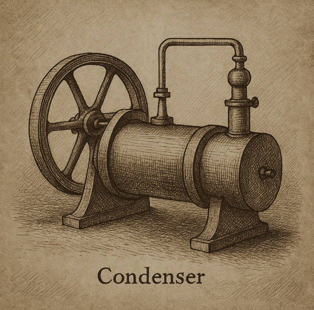 James Watt’s steam engine condenser diagram