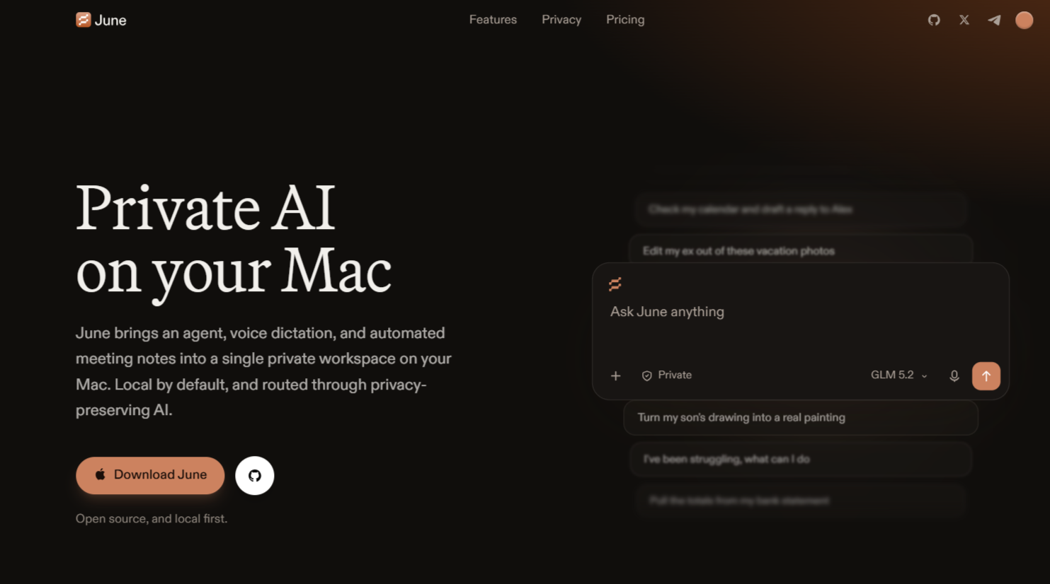 June for Mac private AI image generation app interface