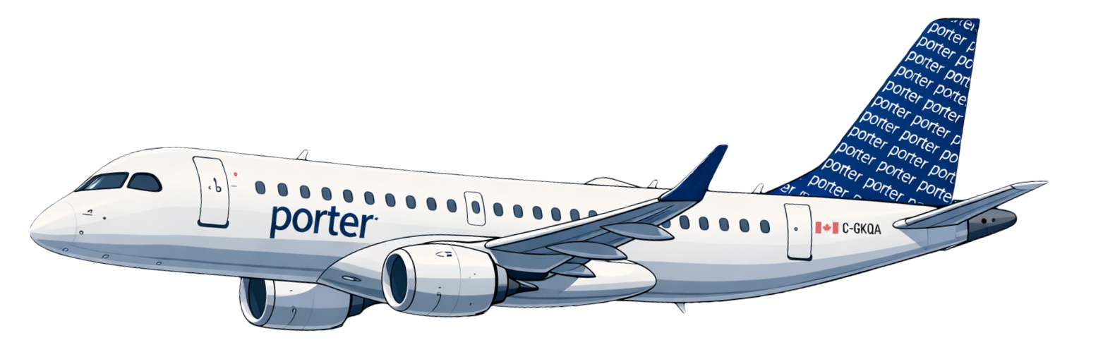 Porter Airlines Embraer E195-E2 vector illustration