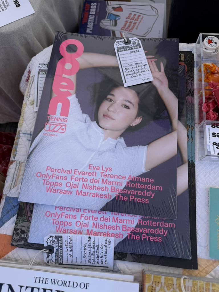 OPEN Tennis Volume 4 with Eva Lys on the cover, displayed at the Stand Magazines booth during Chicago’s Armitage County Fair.