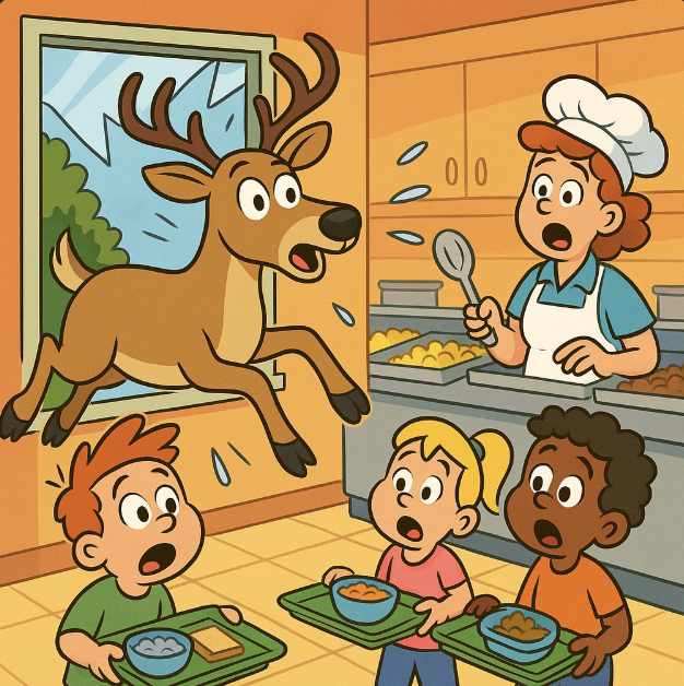 Look: Deer jumps through school cafeteria window during breakfast - UPI.com