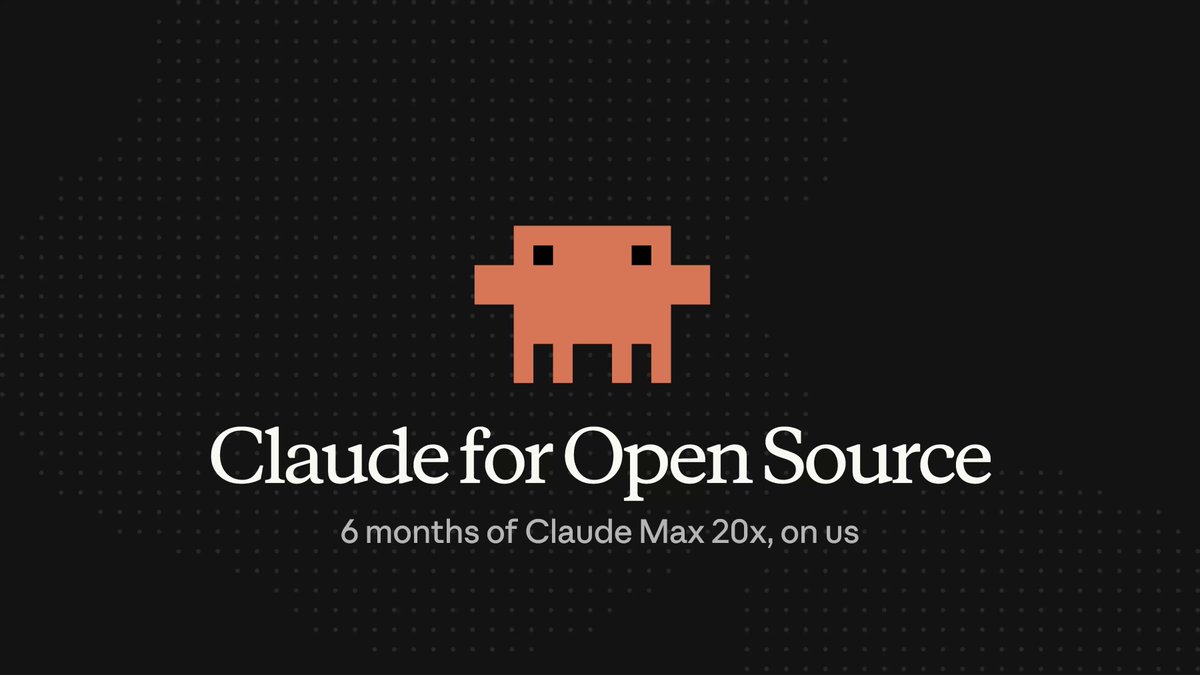 Anthropic offering six months of free Claude Max access to eligible open source maintainers and contributors