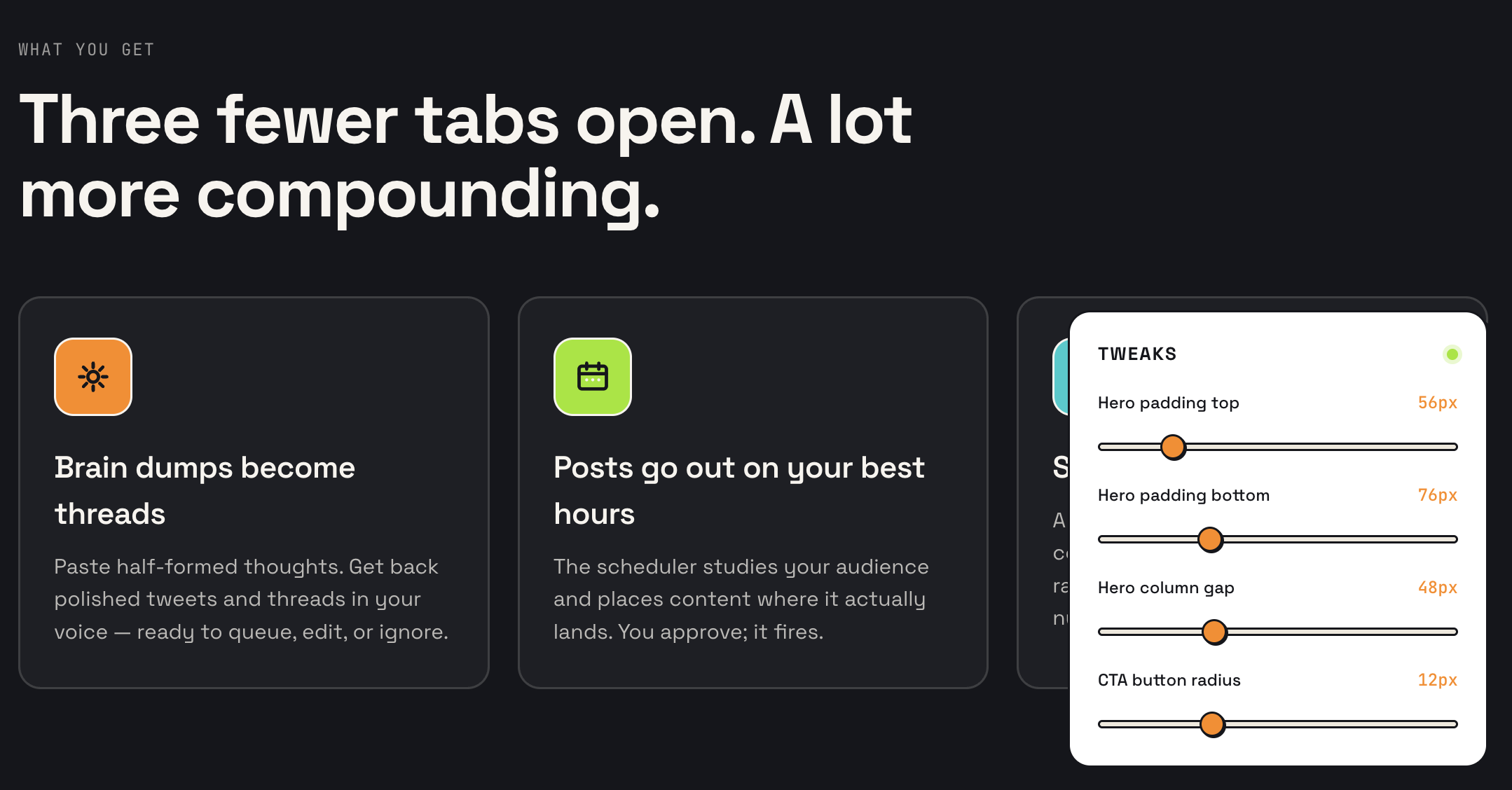 An inline comment dropped on a hero element with Claude's resulting change