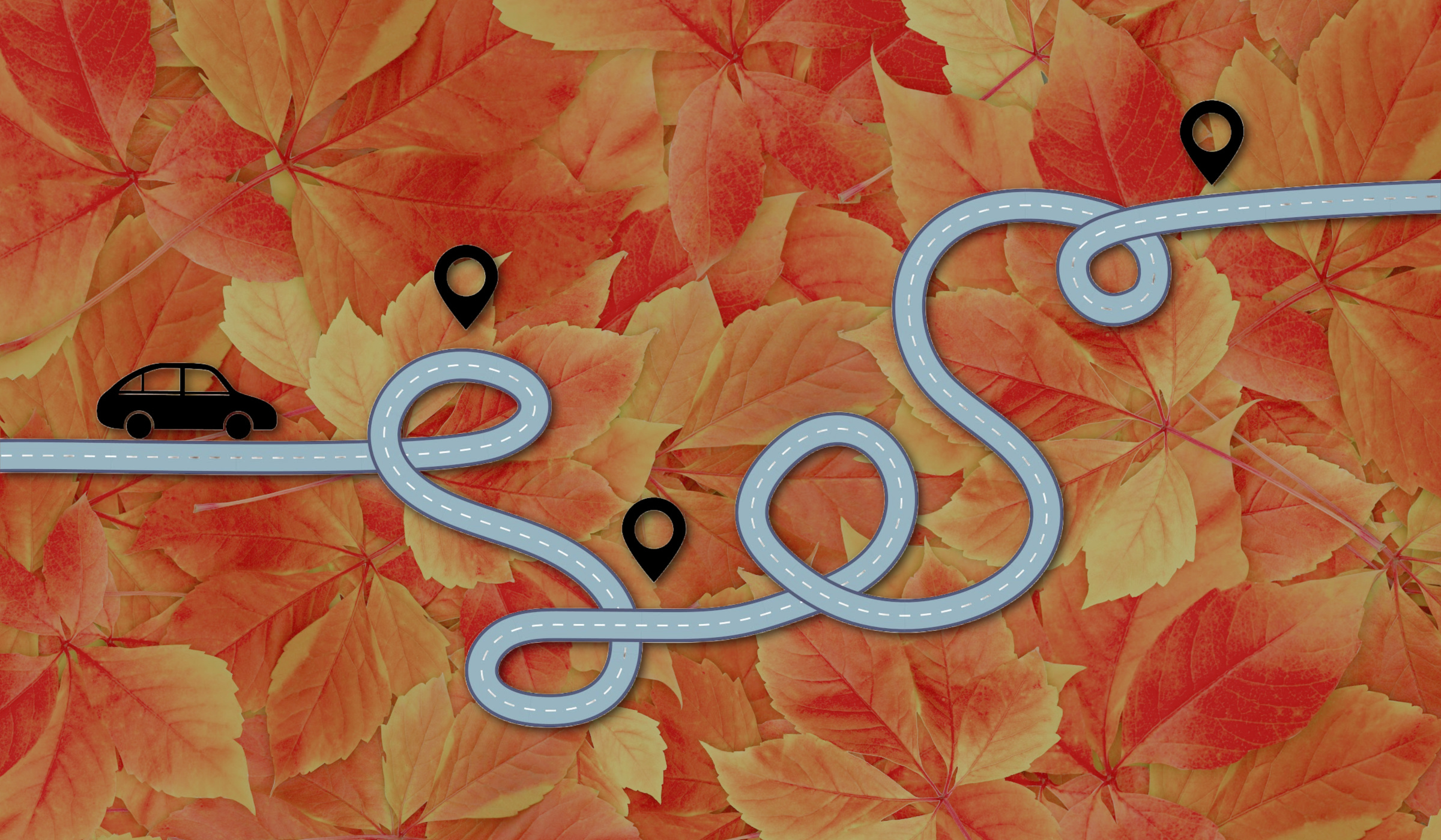 Map of a fall foliage road trip route