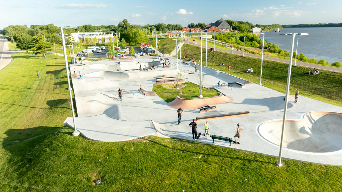 Sunset Skatepark and the Evansville riverfront