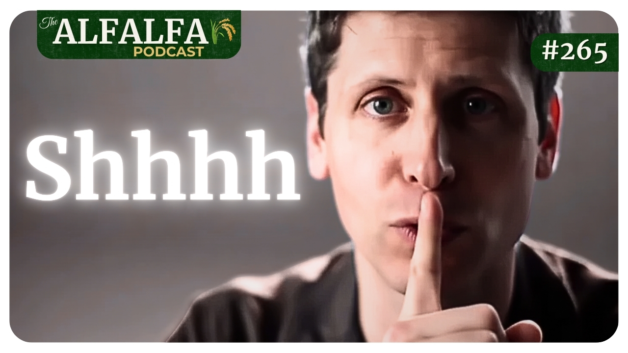 Alfalfa Podcast header image for episode on the AI death cult, market meltdowns, and burnout.