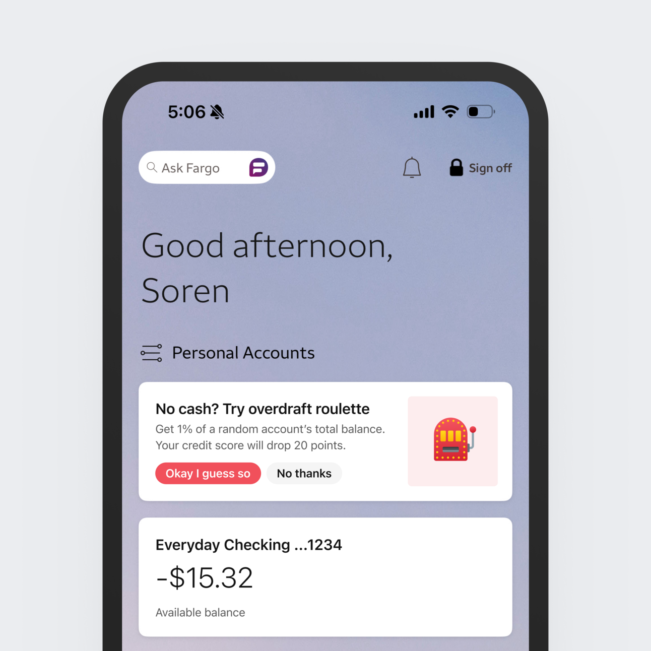 Wells Fargo overdraft roulette