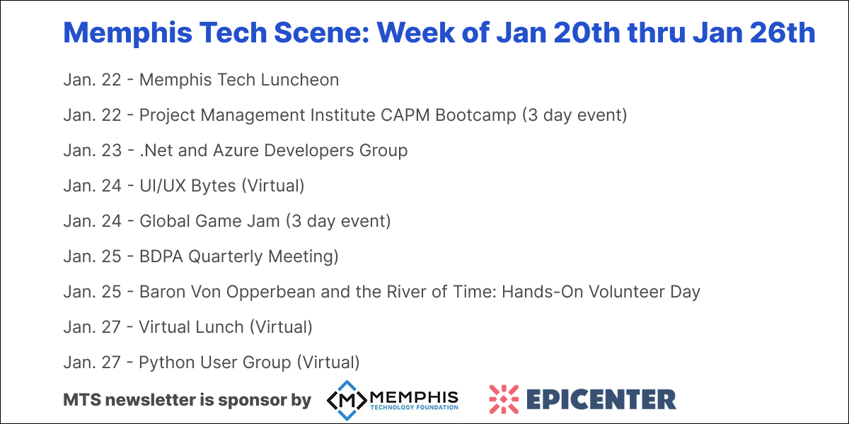 Weekly Tech Events: January 20th through January 26th