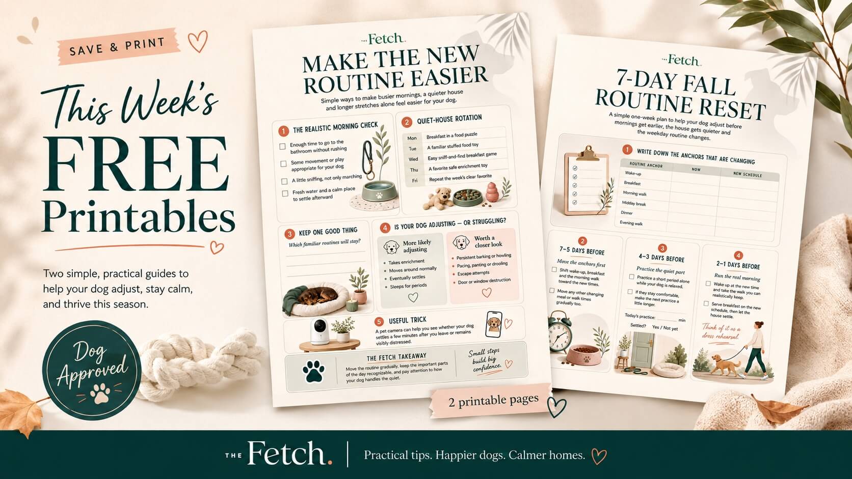 Preview of The Fetch fall routine printable pages