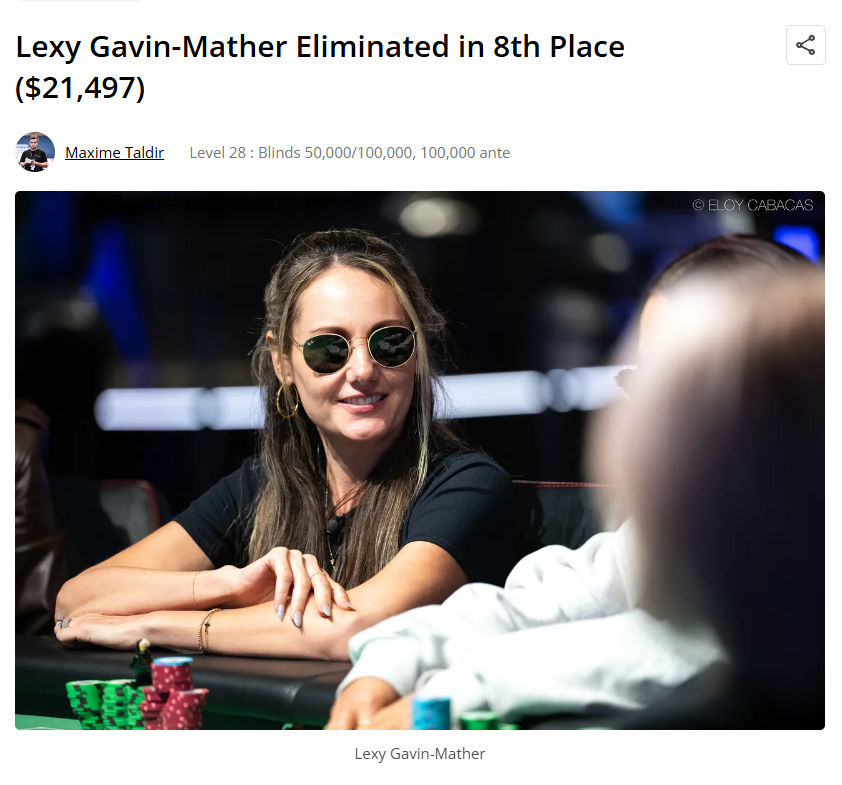 Lexy Gavin-Mather - WSOP Ladies Event Final Table