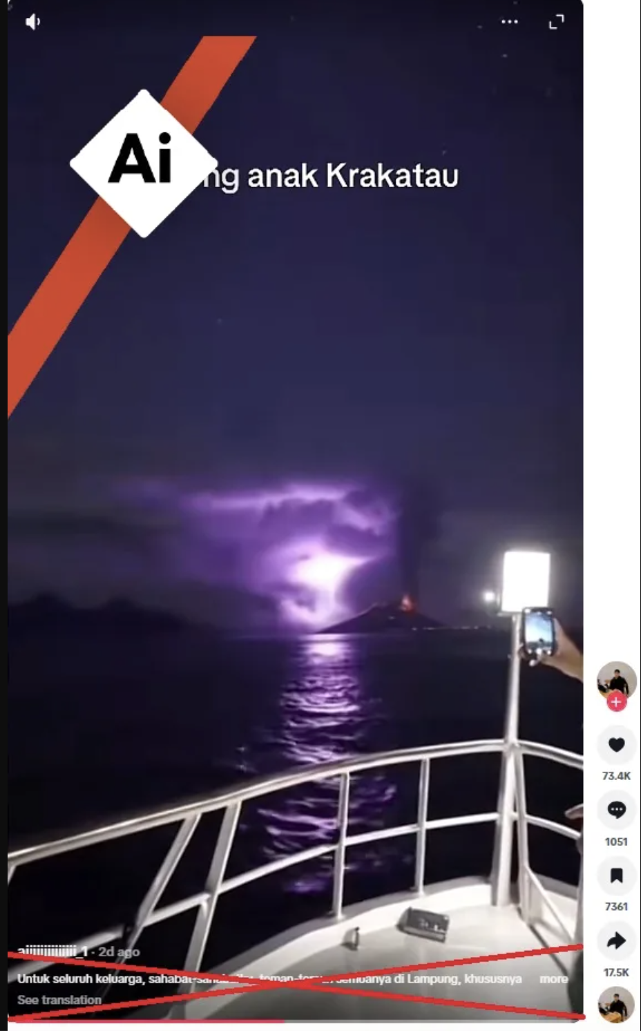 A dramatic volcanic eruption shown up close with fire and ash, shared as if it were footage of a real, current disaster