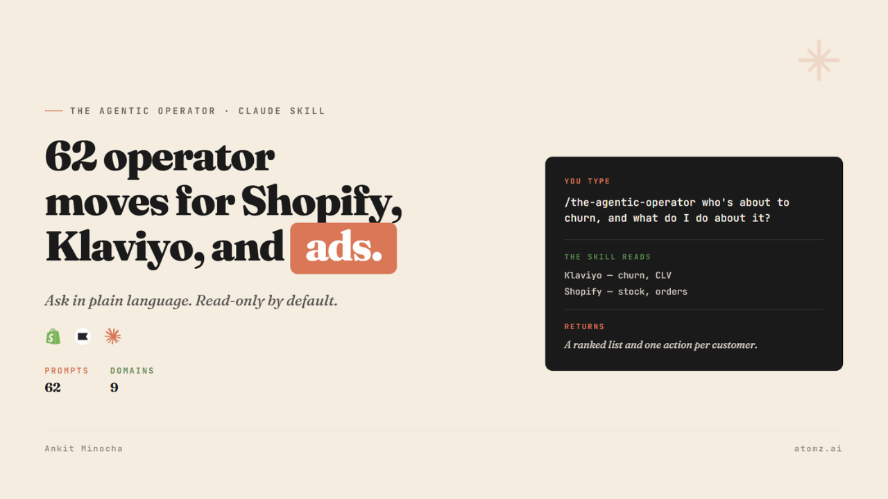 One Claude skill for your Shopify and Klaviyo ops from chat