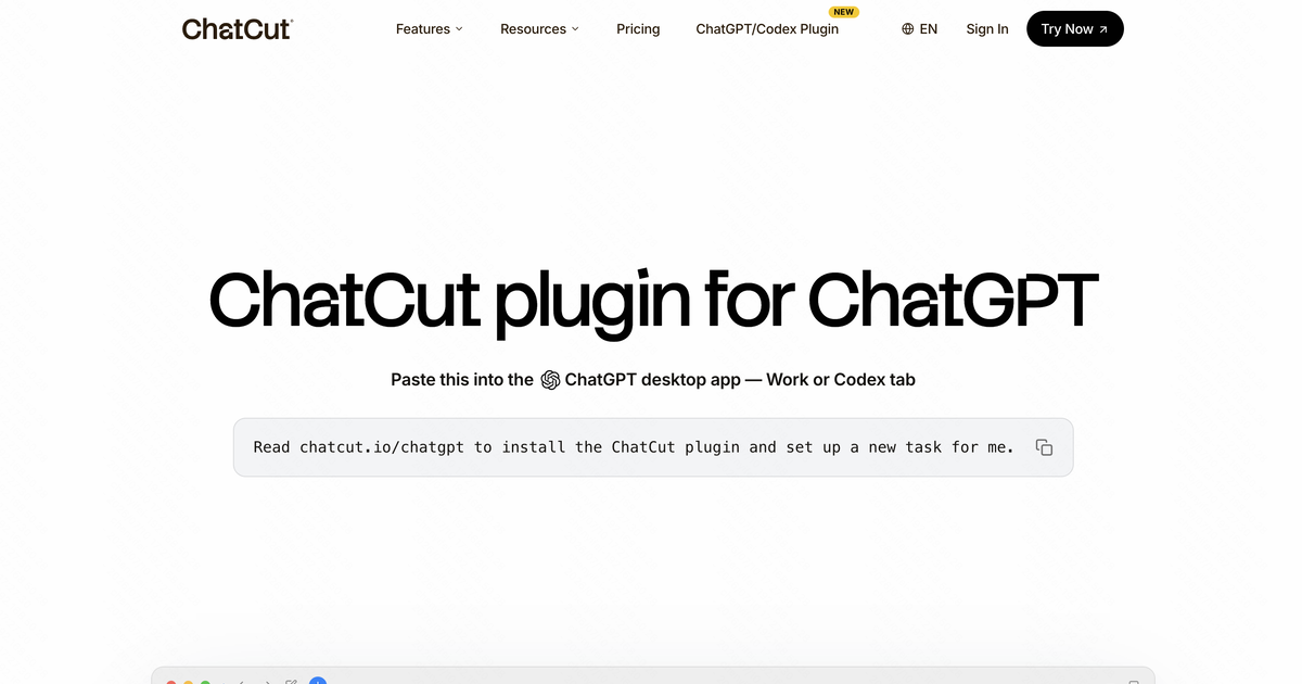 ChatCut for Codex timeline-based AI video editing plugin