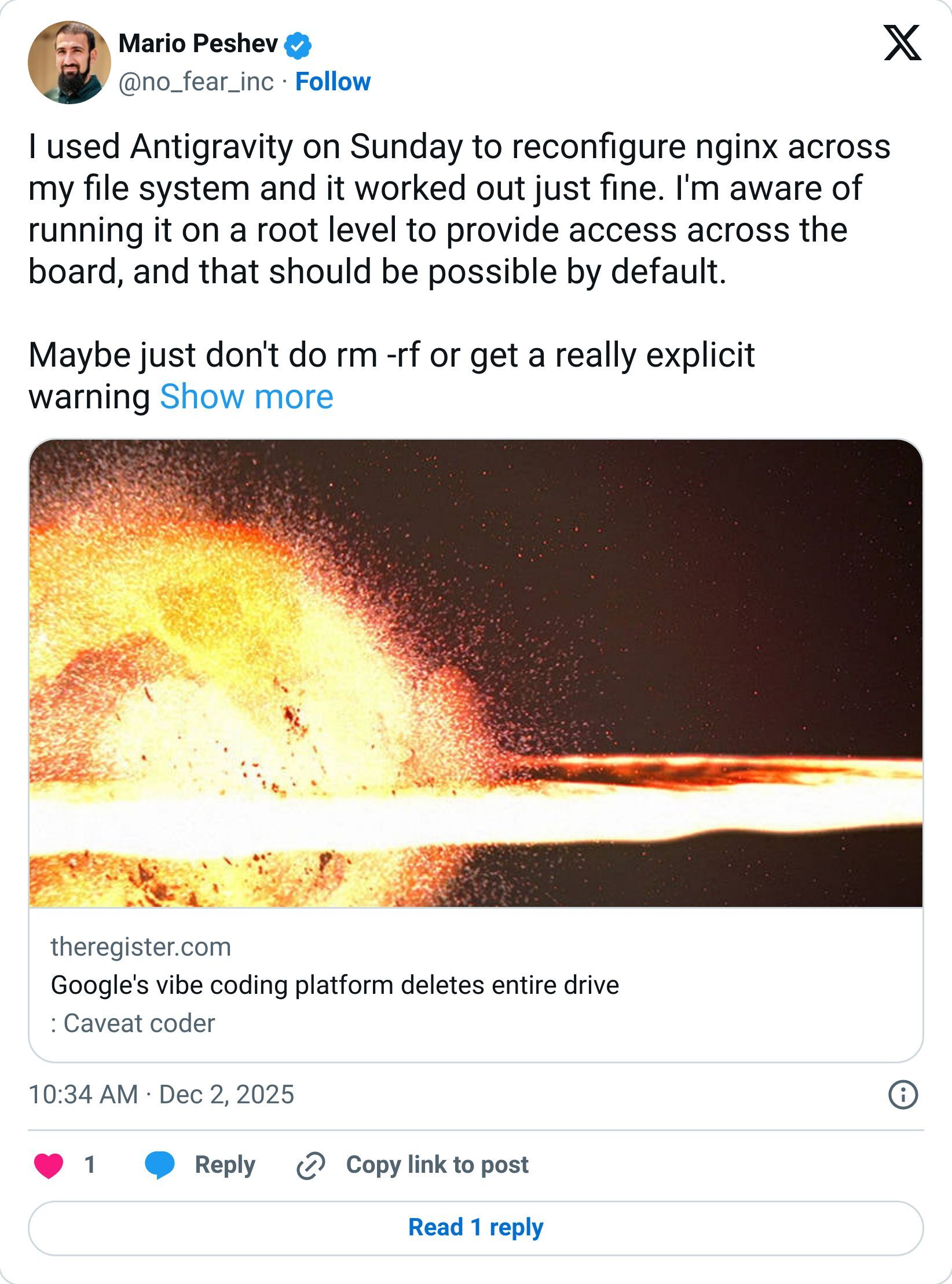 Tweet screenshot
