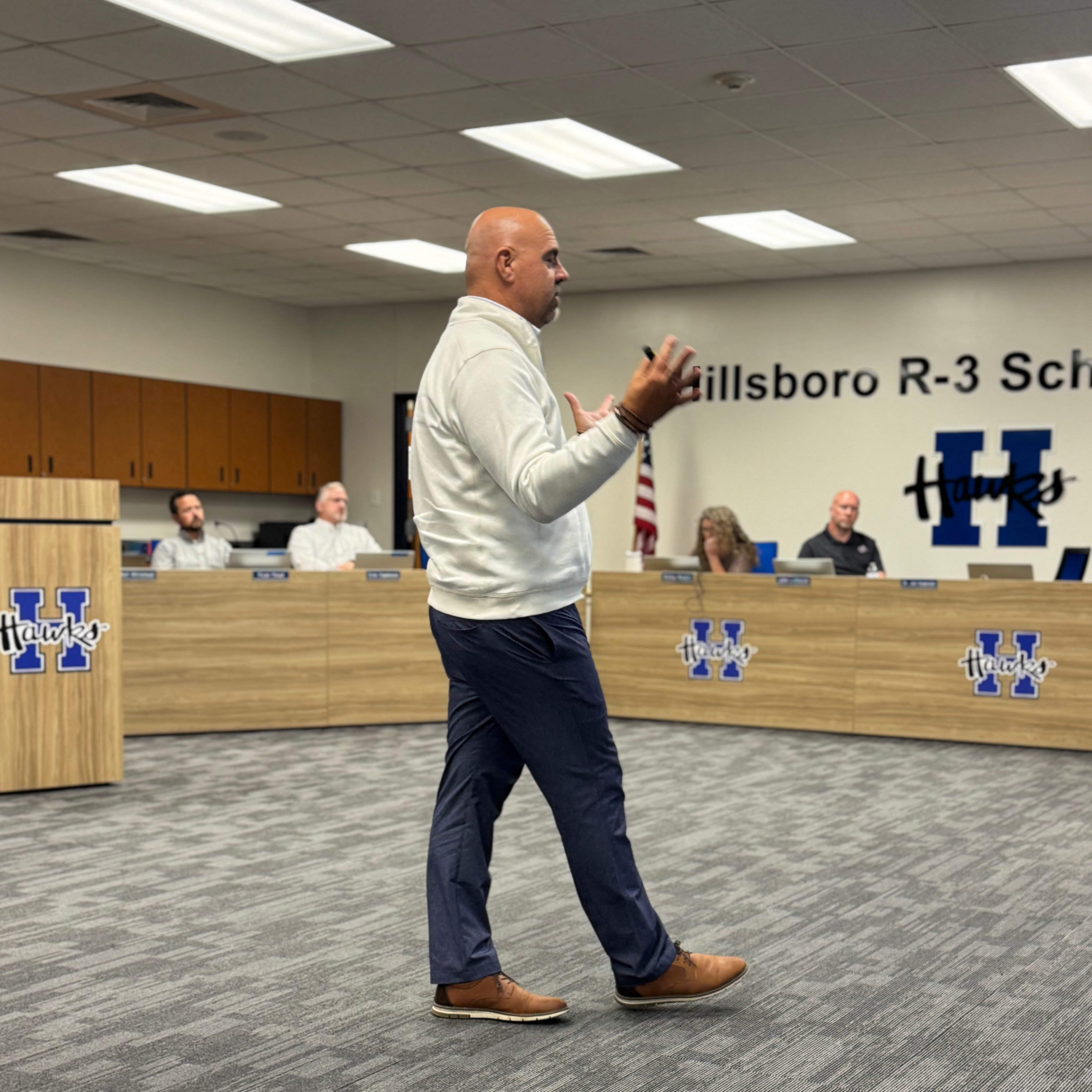 Hillsboro R-3 Board of Education following its vote on Proposition H