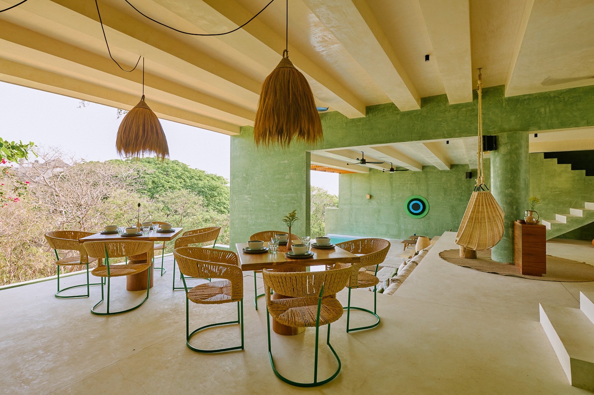 Airy dining area opening toward the coast at Punta Nayaá