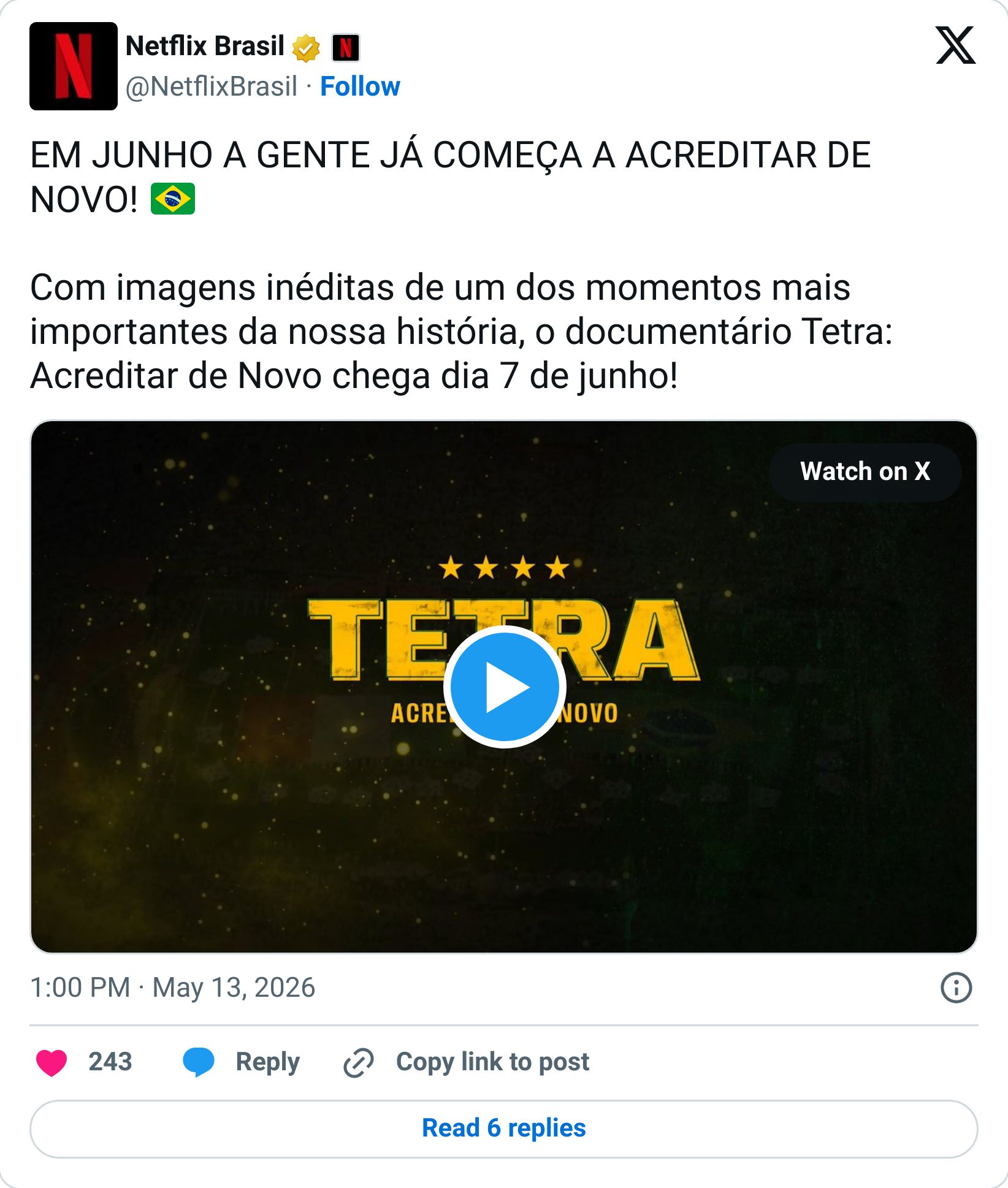 Tweet screenshot