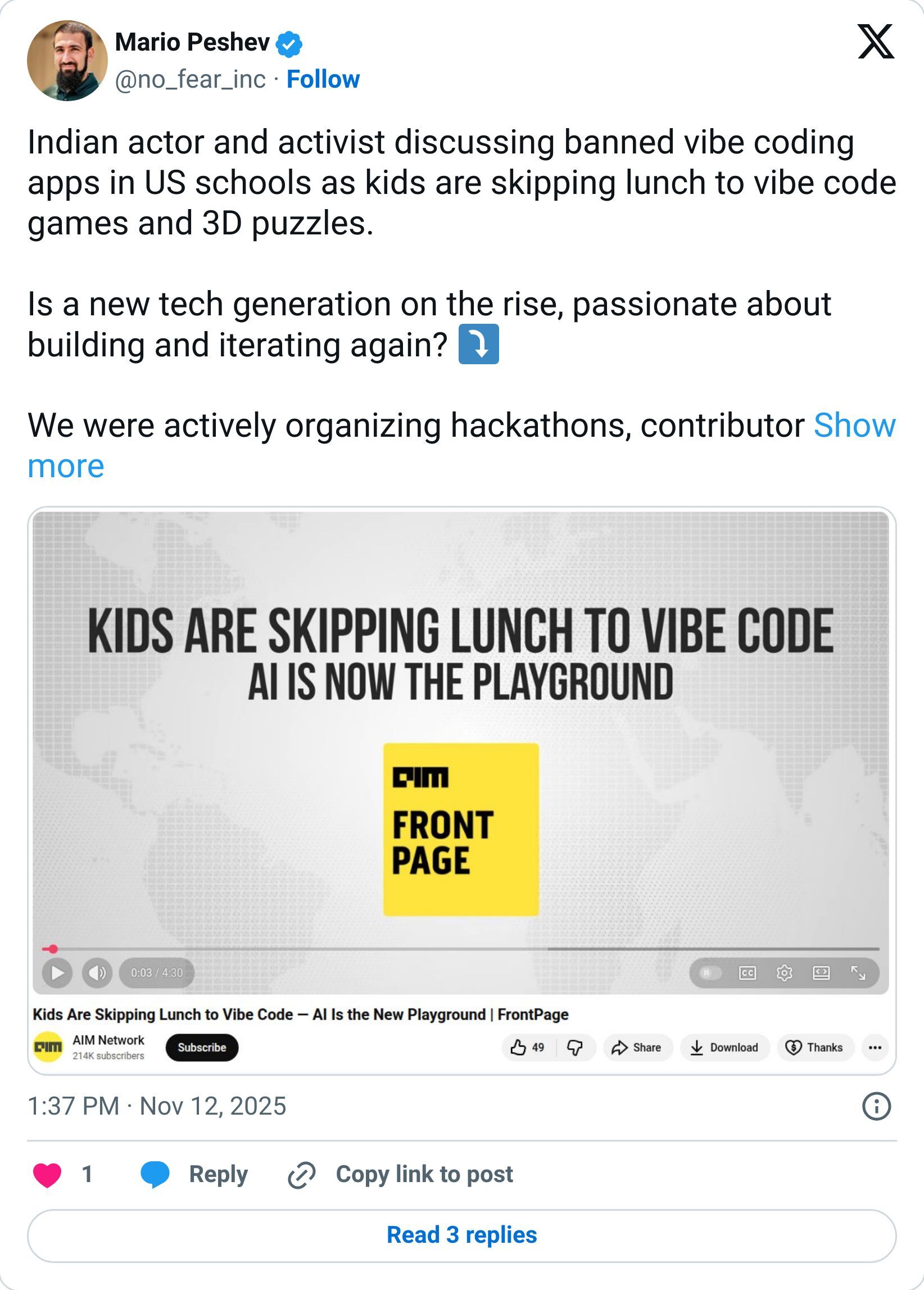 Tweet screenshot