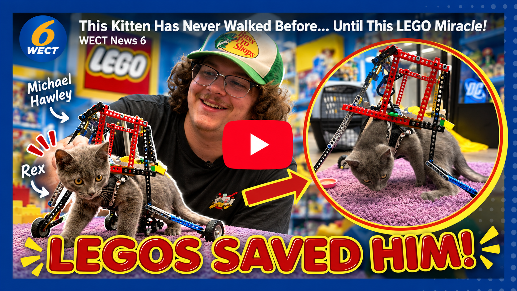 Michael Hawley and Rex with the Lego wheelchair