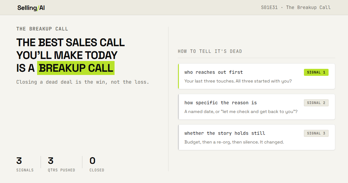 S01E31: The Best Sales Call You'll Make Today is a Breakup Call
