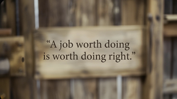 Quote image: A job worth doing is worth doing right. Old saying