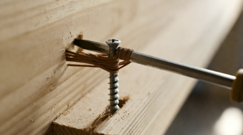 Using a rubber band between screwdriver and stripped screw head