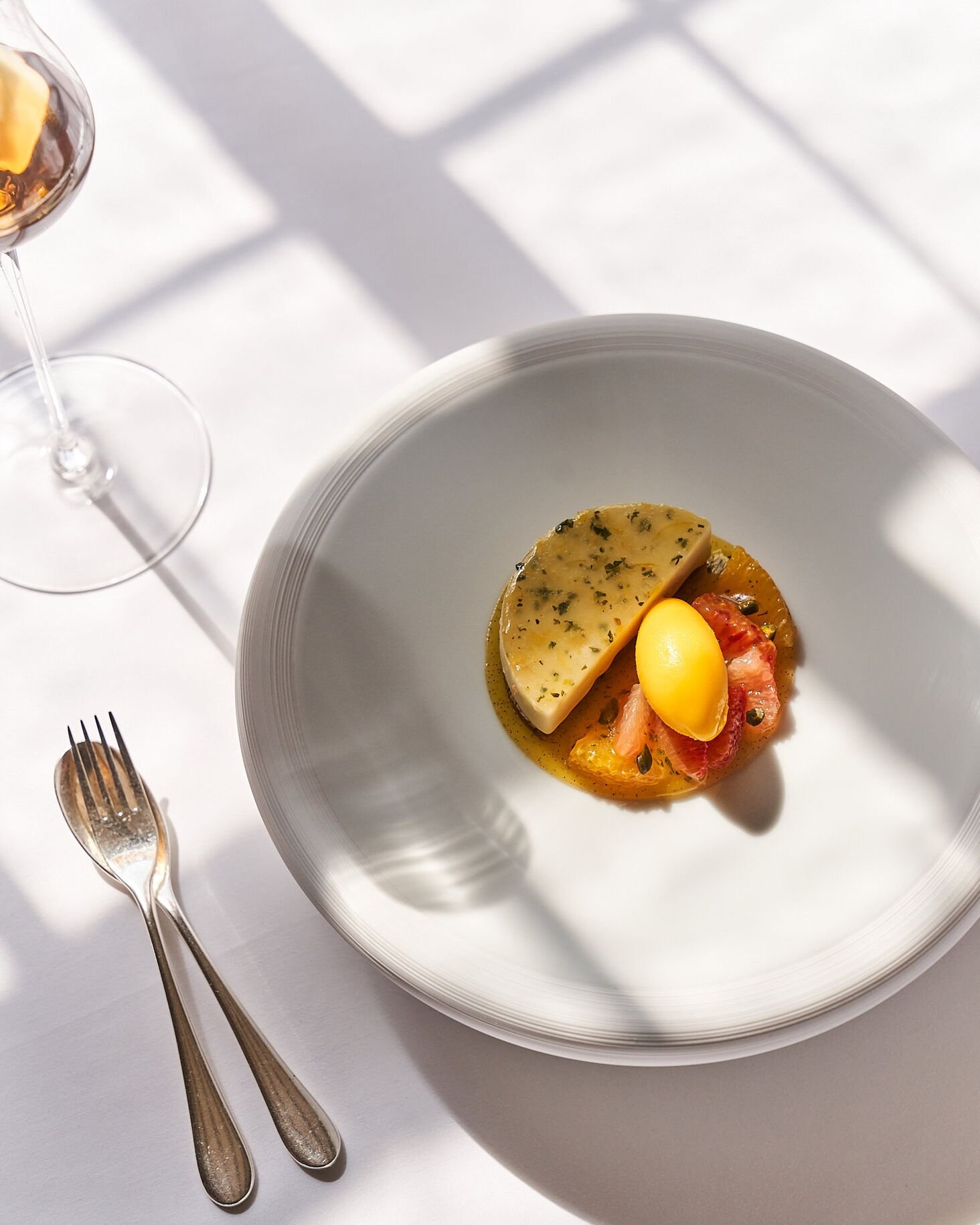 Carefully plated dish at Le Manoir aux Quat’Saisons