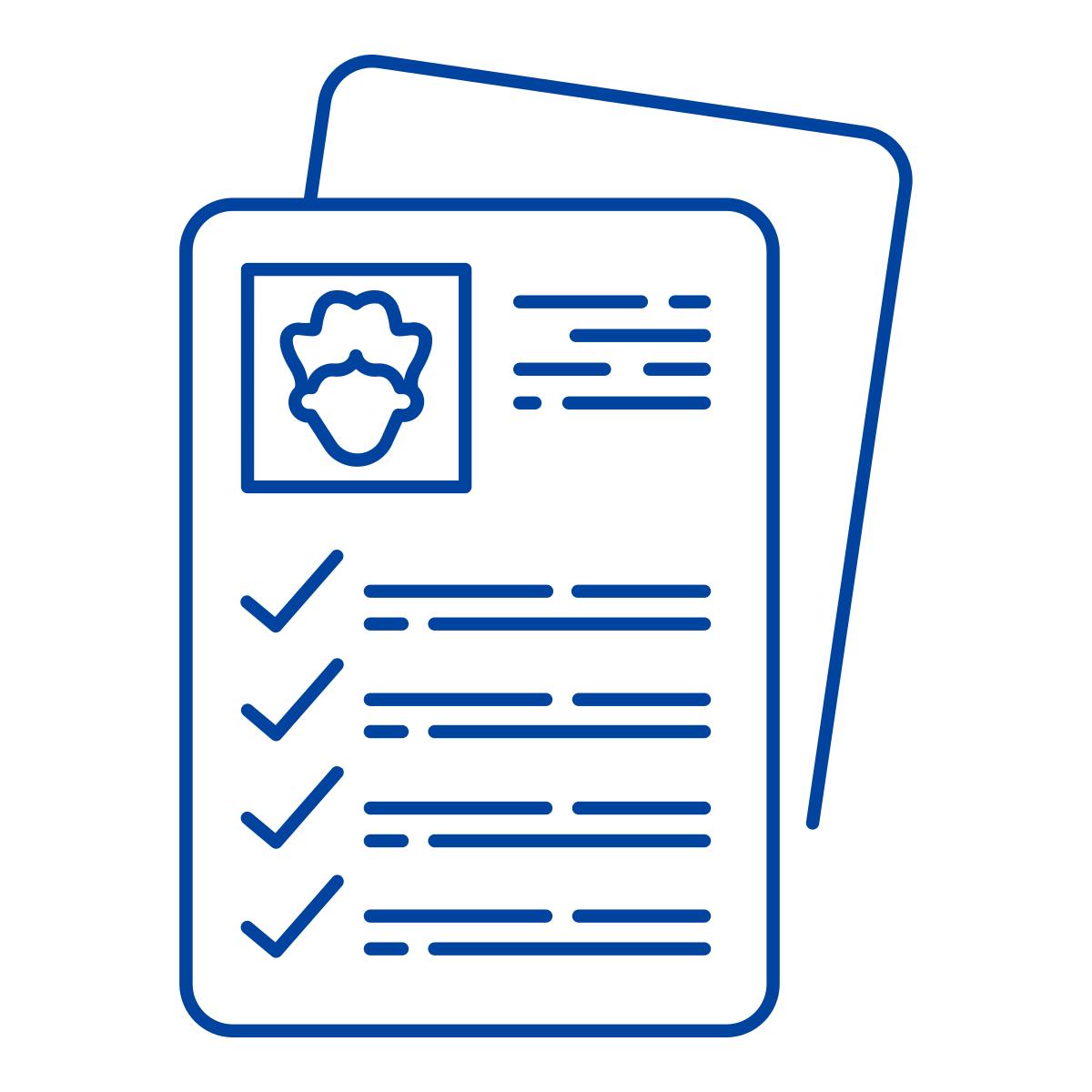 Blue résumé icon used in the library’s résumé-help event listing